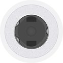 Sluit van de 3,5 mm koptelefooningang van een witte Lightning-adapter.