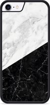 iPhone 8 Hardcase hoesje Zwart Wit Marmer - Designed by Cazy