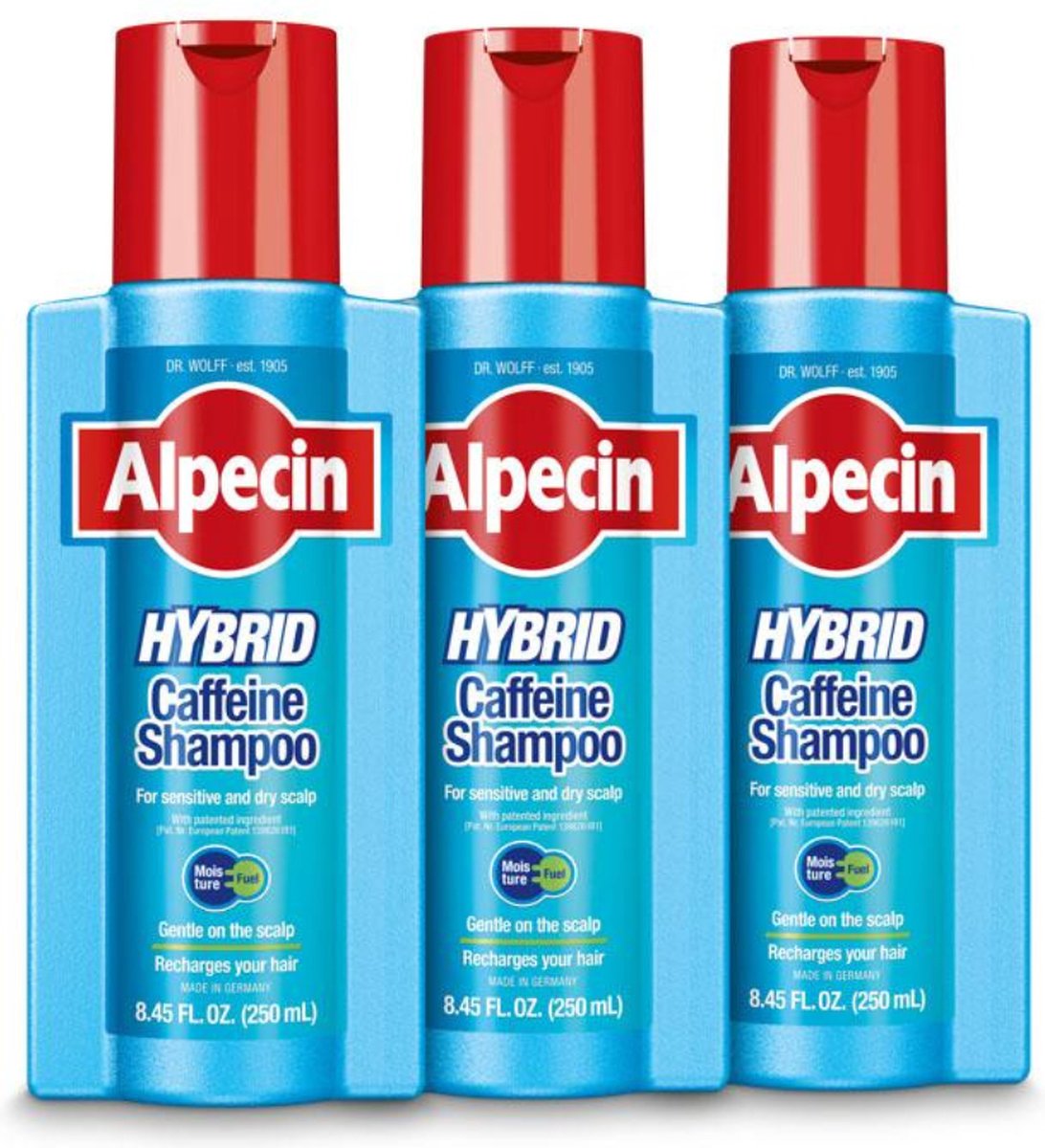 Alpecin Hybrid cafeïne shampoo travel Size Bundel - 3 x 75 ml