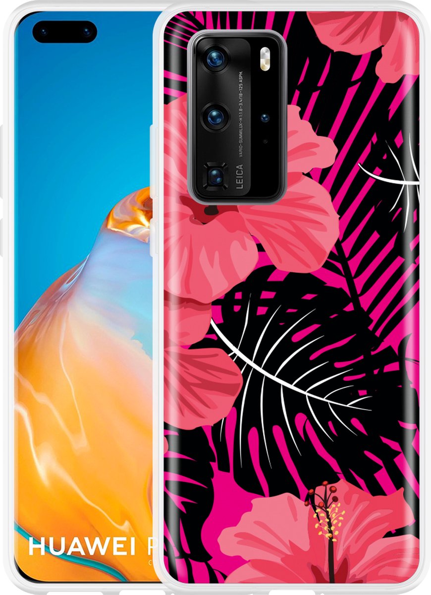 Hoesje geschikt voor Huawei P40 Pro Tropical Flowers op Prijzenvolger.com