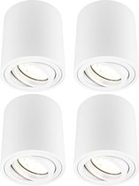 Ledvion Set van 4 LED Opbouwspots, Dimbare LED Lamp, Plafondlamp, Binnen Lamp, Witte Lamp, Ronde Lamp, Verlichting, 5W, 2700K, IP20, Incl. GU10 Lamp