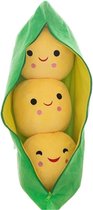 Joyage Squish mallow knuffel 50 cm - Groene erwt met gele smileys - Ultrazacht - Kawaii Knuffel - Squish - Kawaii Kussen groot - Pluche Kussen Kawai - Cute pillow - Schattige knuffels - Cadeau Kinderen & Volwassenen