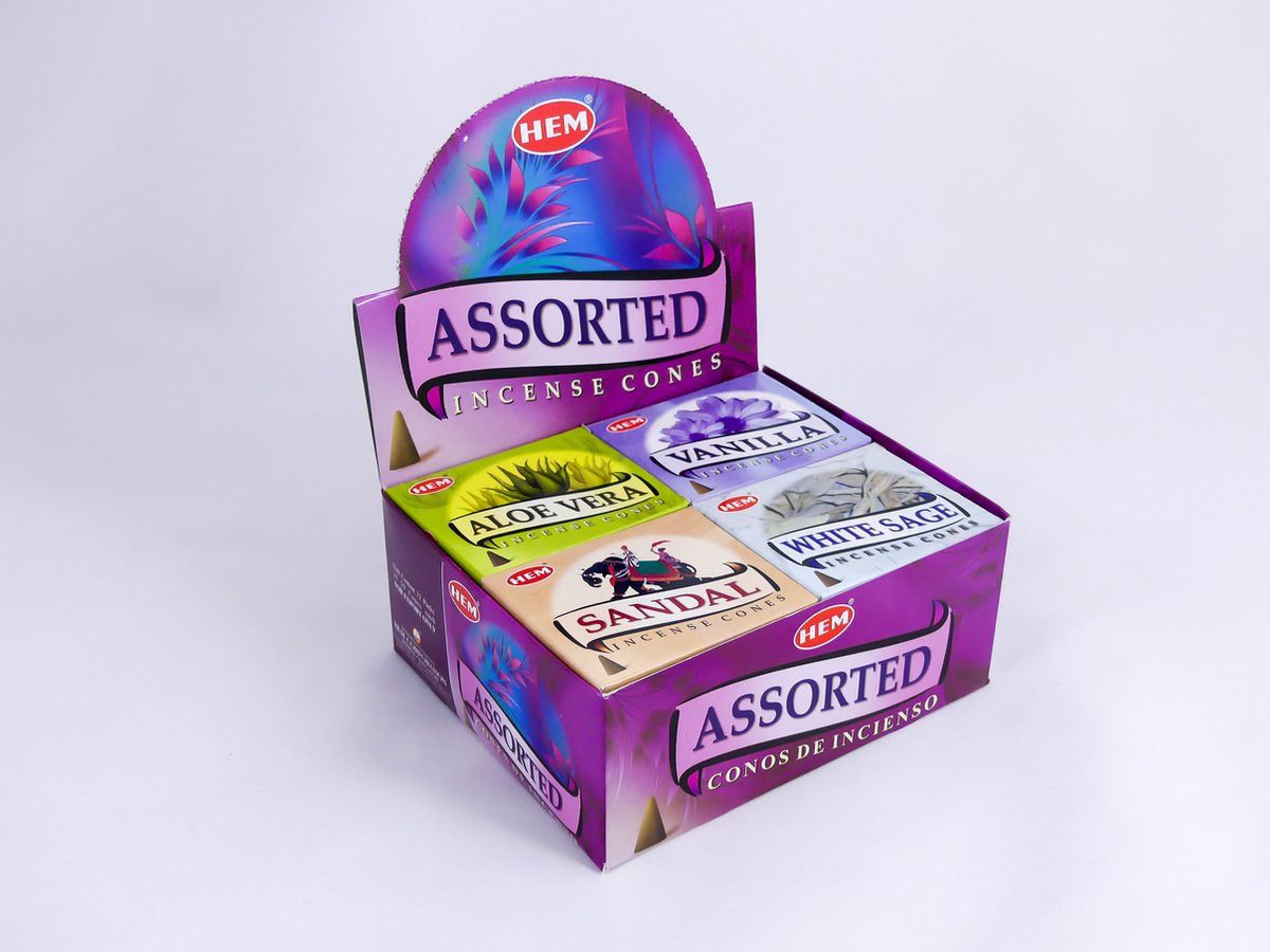 HEM Wierook Kegels / Cones - Assortiment / Assorted - Voordeelbox (12 Pakjes / 120 Kegels)