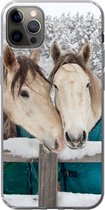 Coque iPhone 12 Pro Max - Paarden - Couverture - Neige - Siliconen