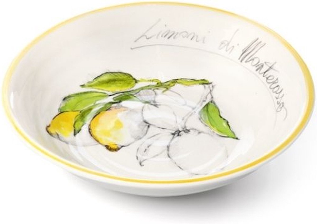 Oil & Vinegar | Limoni bord diep - Keramiek - Handgeschilderd - 22,5cm