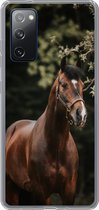 Geschikt voor Samsung Galaxy S20 FE hoesje - Paard - Takken - Portret - Siliconen Telefoonhoesje
