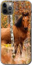 Coque iPhone 12 Pro Max - Cheval - Forêt - Marron - Coque de téléphone en Siliconen