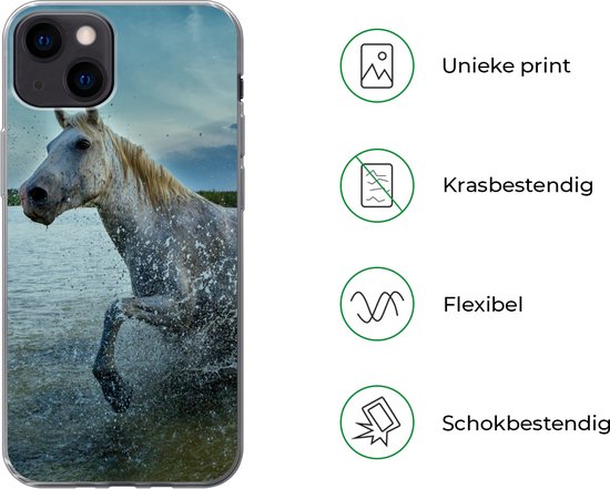 Coque iPhone 13 - Cheval - Water - Goutte - Coque de téléphone en Siliconen