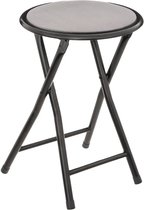 5five Bijzet krukje/stoel - Opvouwbaar - zwart/grijs - 46 cm