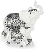 Déco cadeau - Statue éléphant avec jeune animal - 21x11 cm - Wit - Déco maison