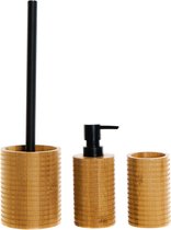 Articles - Toilette/Brosse de toilette avec distributeur de savon/gobelet - naturel/noir - bambou