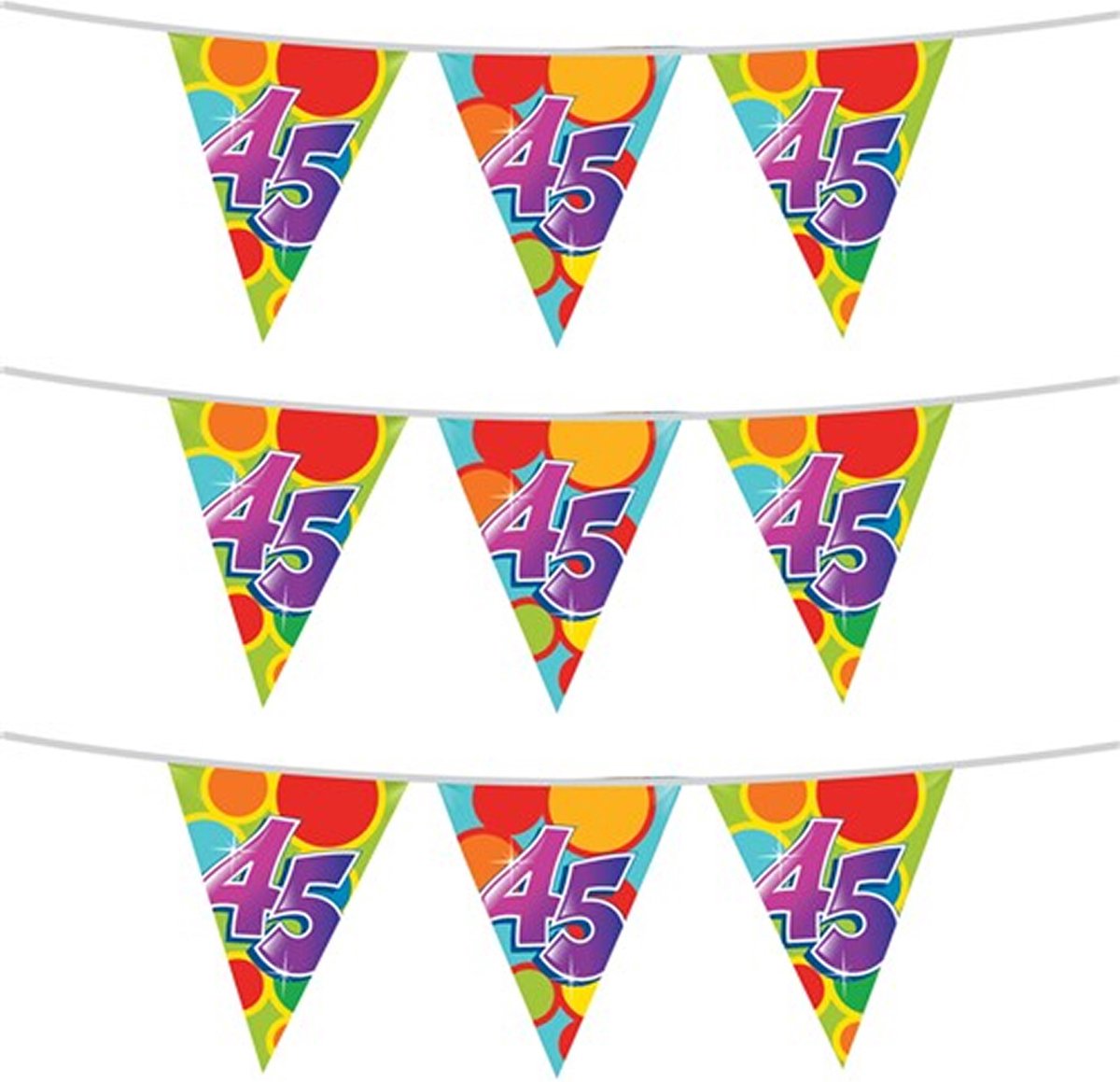 Haza Vlaggetjes - 3x stuks - 45 jaar - leeftijd verjaardag - plastic - 10 meter