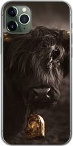 Geschikt voor iPhone 11 Pro Max hoesje - Schotse hooglander - Vacht - Zwart - Siliconen Telefoonhoesje