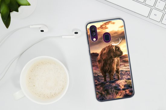 Coque Samsung Galaxy A40 - Highlander écossais - Horizon - Paysage - Coque de téléphone en Siliconen