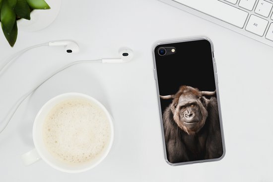 Coque iPhone 7 - Singe - Scottish Highlander - Zwart - Siliconen