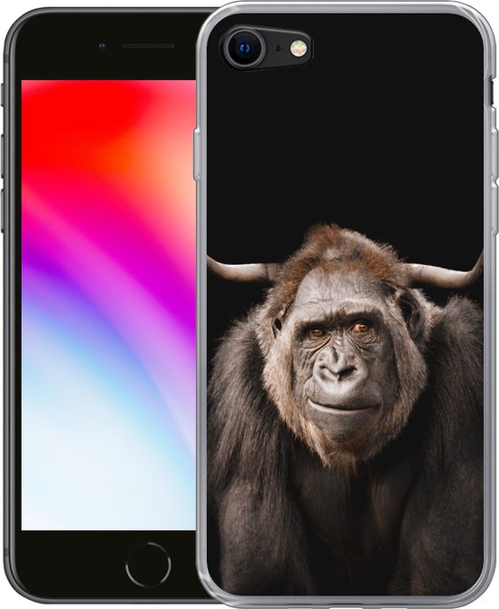 Coque iPhone 7 - Singe - Scottish Highlander - Zwart - Siliconen