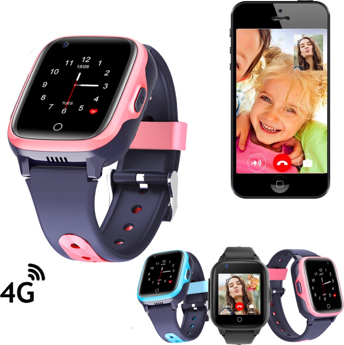 Montre Connectée Enfant GPS Avec Appel Et SOS - Écran 1.44", Étanche IP68, Chat Vocal, Caméra, Mode Classe, Cadeau Garçon Fille