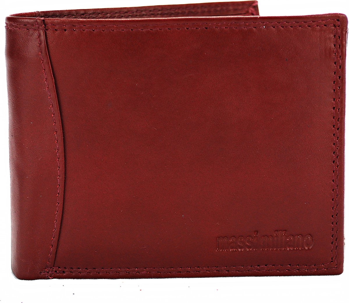 Massi Miliano Portemonnee Heren Rundleer Rood - Billfold - (PHXW-310A-36) - 12x2x9.5cm -