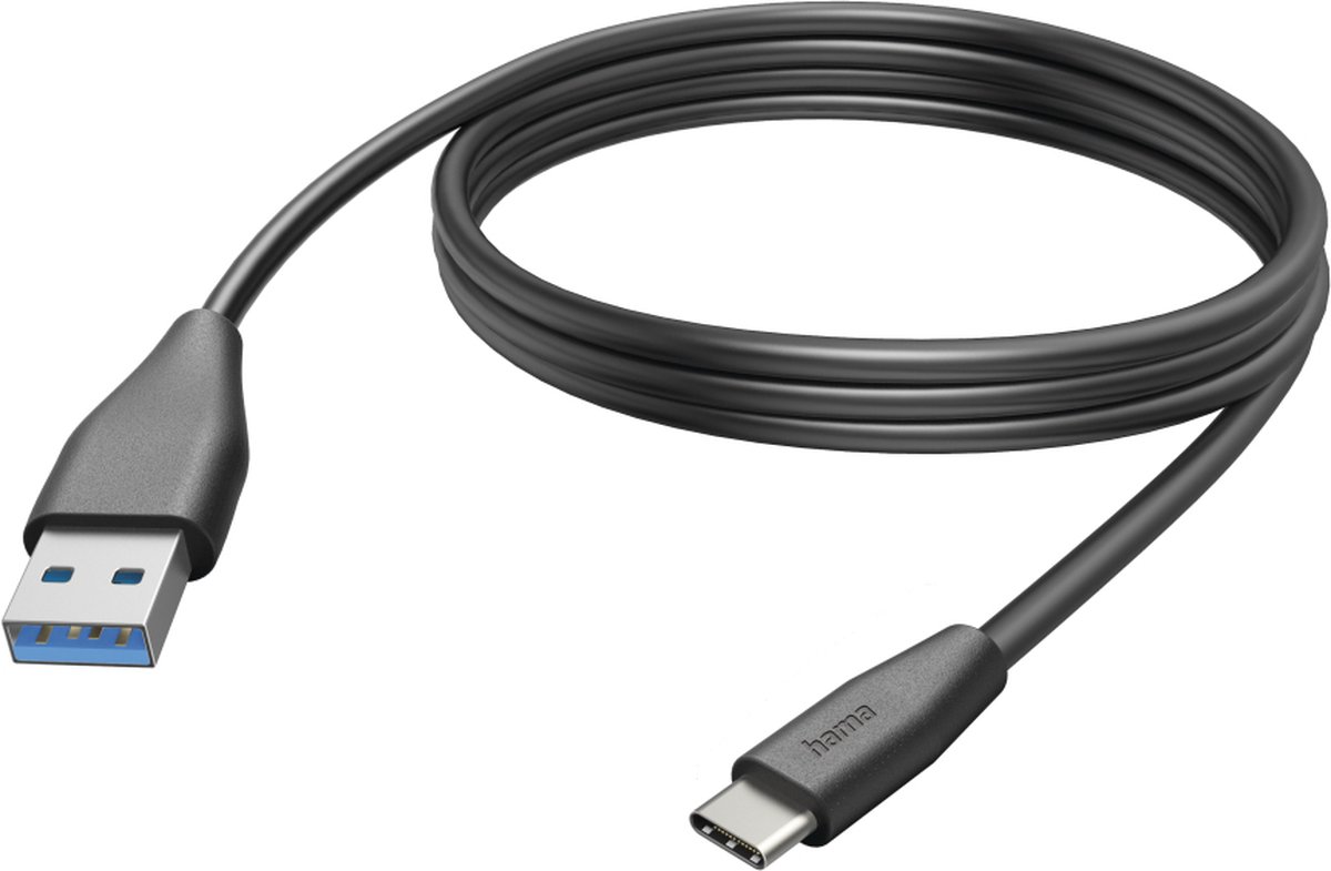 Hama USB-A naar USB-C kabel - USB-C oplaadkabel - Lange USB-C kabel - 3 meter - Geschikt voor Smartphone en Tablet - Zwart