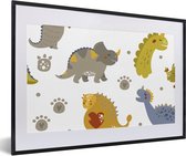 Poster in fotolijst kind - Schilderij voor kinderen - Dinosaurus - Kinderen - Design - Jongens - Meisjes - Kinderkamer decoratie - 60x40 cm - Poster kinderkamer