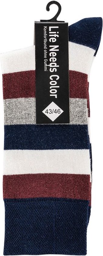 Chaussettes à rayures, unisexe, gris / rouge, taille 43-46