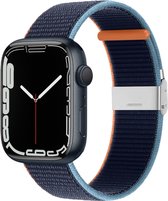 Nylon bandje - geschikt voor Apple Watches 1/2/3/4/5/6/7/8/9/SE/SE 2 met case size 38 mm / 40 mm / 41 mm - marineblauw