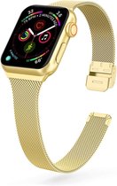Milanees bandje - geschikt voor Apple Watches 1/2/3/4/5/6/7/8/9/SE/SE 2 en SE met case size 38 mm / 40 mm / 41 mm - goud