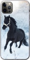 Coque iPhone 12 Pro Max - Cheval - Neige - Forêt - Siliconen