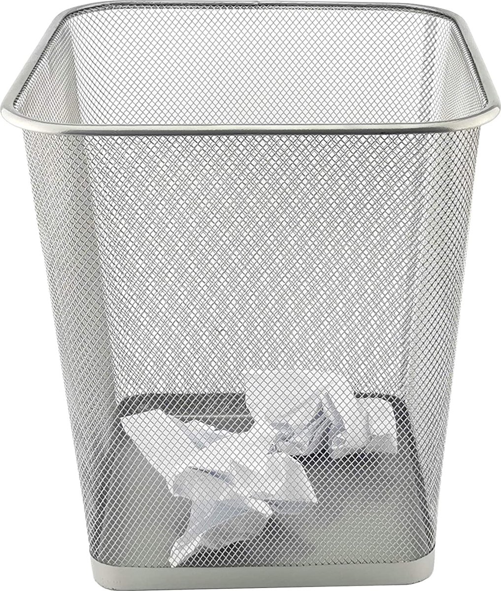 Prullenmand voor kantoor, 19 liter, afvalbak, prullenmand van draadgaas, afvalemmer, metaal, kantooremmer, mesh, rond, draadmand, papierbak, vuilnisbak, draad, draademmer, afvalemmer (4 stuks, zwart