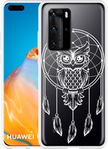 Huawei P40 Pro Hoesje Dream Owl Mandala White Designed by Cazy