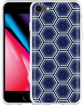 iPhone 8 Hoesje Blauwe Hexagons - Designed by Cazy