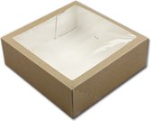 Boîte à gâteaux avec fenêtre 26x26x9cm. Kraft 3 pièces