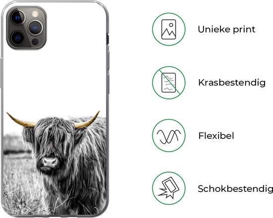 Coque iPhone 12 Pro Max - Highlander écossais - Or - Zwart - Wit - Siliconen