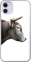 Geschikt voor iPhone 11 hoesje - Schotse hooglander - Hoorn - Gold - Siliconen Telefoonhoesje