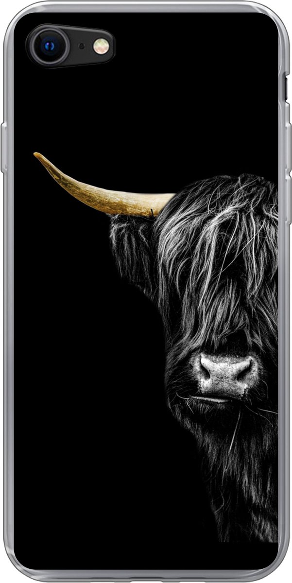 Telefoonhoesje Geschikt voor iPhone 8 hoesje - Schotse hooglander - Koeien - Goud - Siliconen Telefoonhoesje Telefoonhoesje
