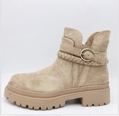 Shoekueen Dames Laarzen Suede Vlecht Beige 38