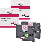 Compatible met Brother P-touch letter label tape cassette TZE-132 12mm Rood-Transaparant - 2 stuks - van Go4inkt