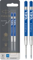 Parker gelpen vulling | medium punt (0,7 mm) | blauwe QUINK inkt | 2 stuks