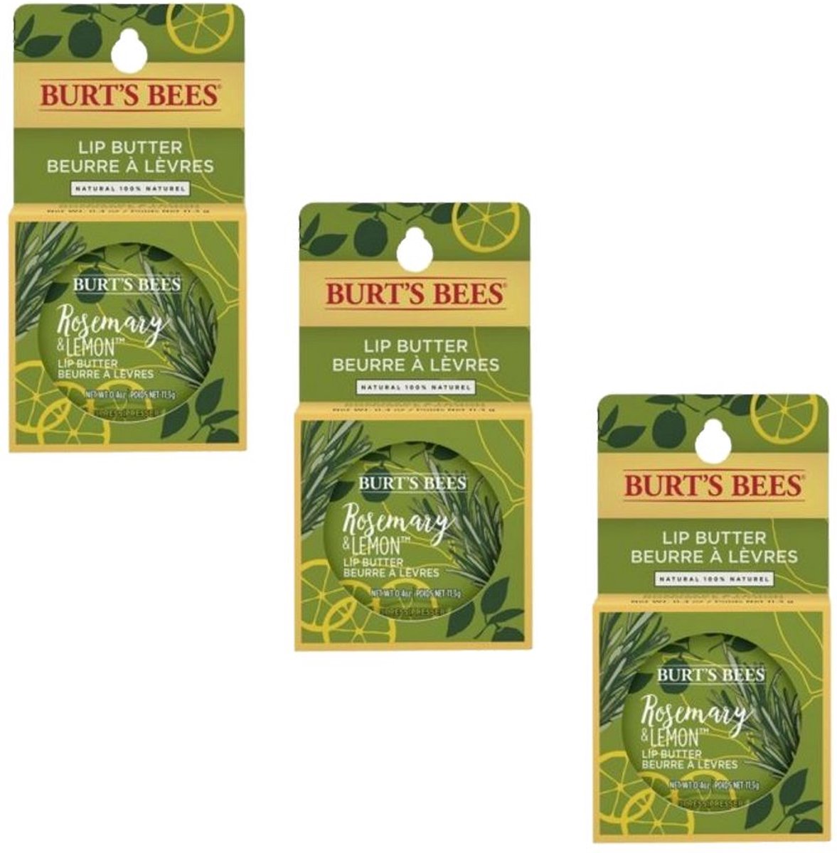 BURT'S BEES - Lip Butter Rosemary & Lemon - 3 Pak