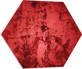 PVC Schuimplaat Hexagon - Rode Muur met Textuur - 60x52.2 cm Foto op Hexagon (Met Ophangsysteem)