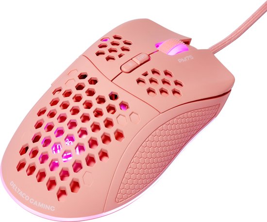 Deltaco PM75 Gaming Muis - Bedraad - Lichtgewicht - RGB - Roze