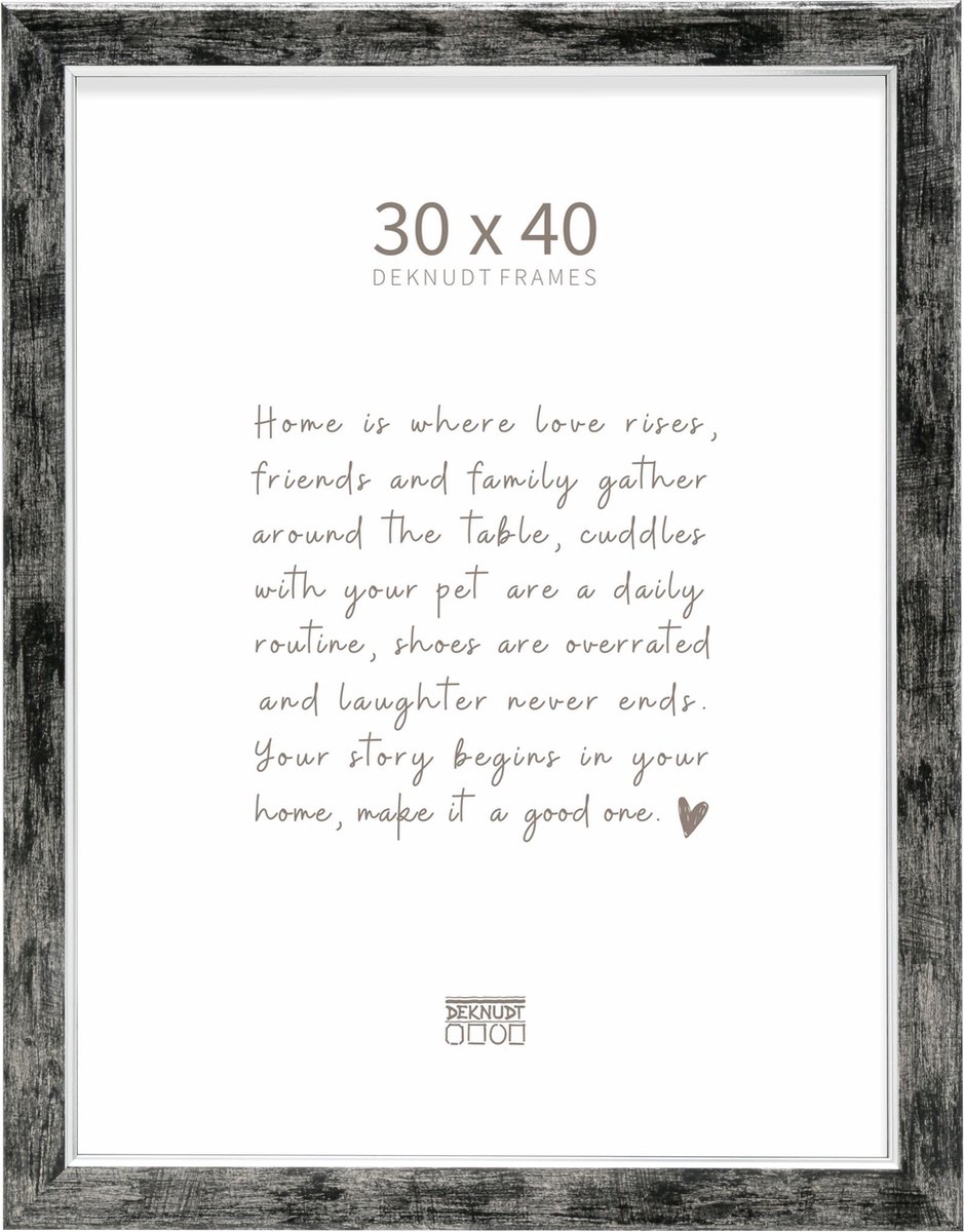 Deknudt Frames fotolijst S45YE2 - zwart met zilver biesje - 30x40 cm