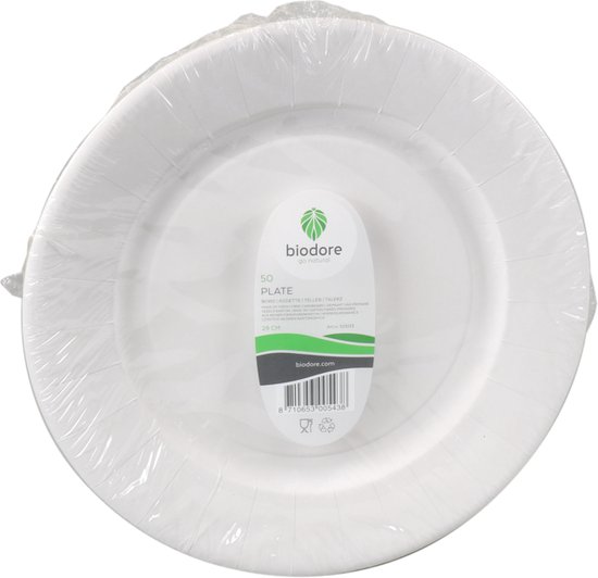 Biodore Bord - rond - 1-vaks - karton - Ø29cm - wit - 50 stuks | bol