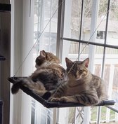 Kattenhangmat voor ramen, voor grote katten tot 25 kg, versterkte kattenhangmat met sterke zuignap, zonnebad, kattenbed, huisdierbed, geschikt voor raamlengte ≥ 74 cm en hoogte ≥ 64 cm