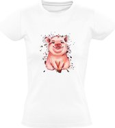 Varken Dames T-shirt | dier | verf | schilder | boer | boerin