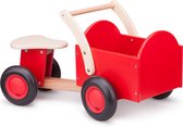 New Classic Toys Houten Bakfiets - Road Star - Rood - Zadelhoogte is 24 centimeter