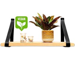 Leren plankdragers - Zwart - 4 stuks - PU lederen planken dragers - Kunstleer plank dragers - Wandplank industrieel - Legplankdrager - Schapdrager
