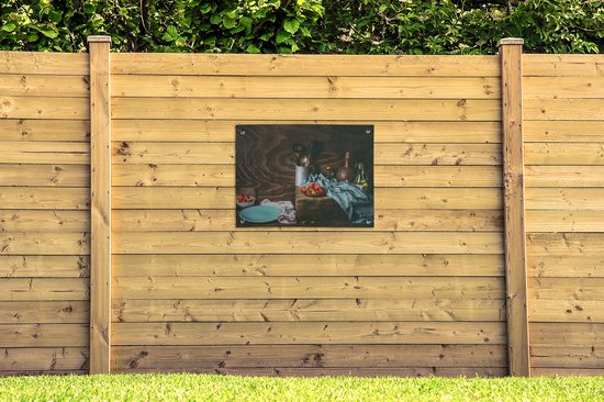 Tableau jardin Rustique - Fruits - Ustensiles de cuisine - Fraise - 80x60 cm - Affiche jardin - Toile jardin - Affiche extérieur