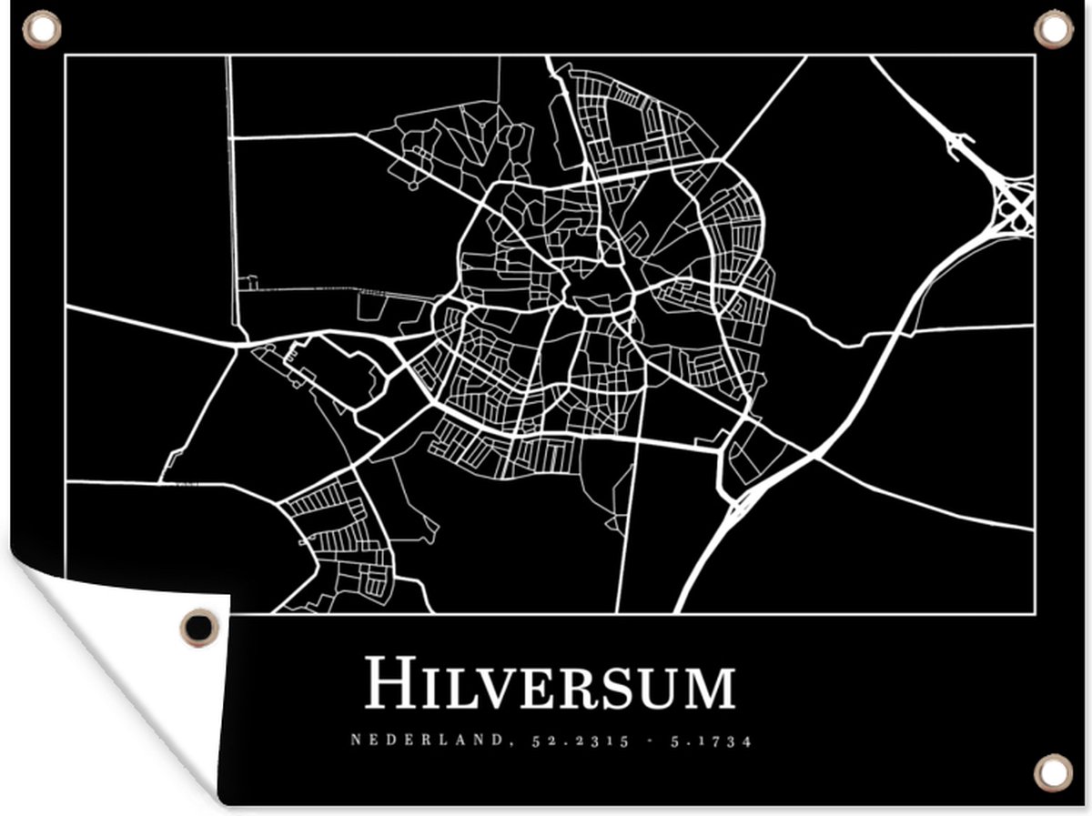 Tuinposter Stadskaart Hilversum Plattegrond Kaart 170x120 cm