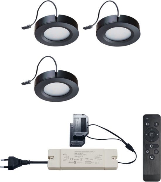 Ledisons LED Inbouwspots met Afstandsbediening - Adria Zwart Set met 3  spotjes met... | bol.com